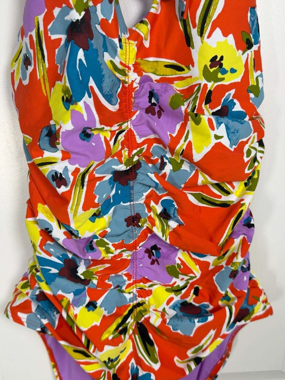 Anne Cole Multi Splash Garden Halter Ruched One Piece Swimsuit Size 8 - Picture 5 of 5